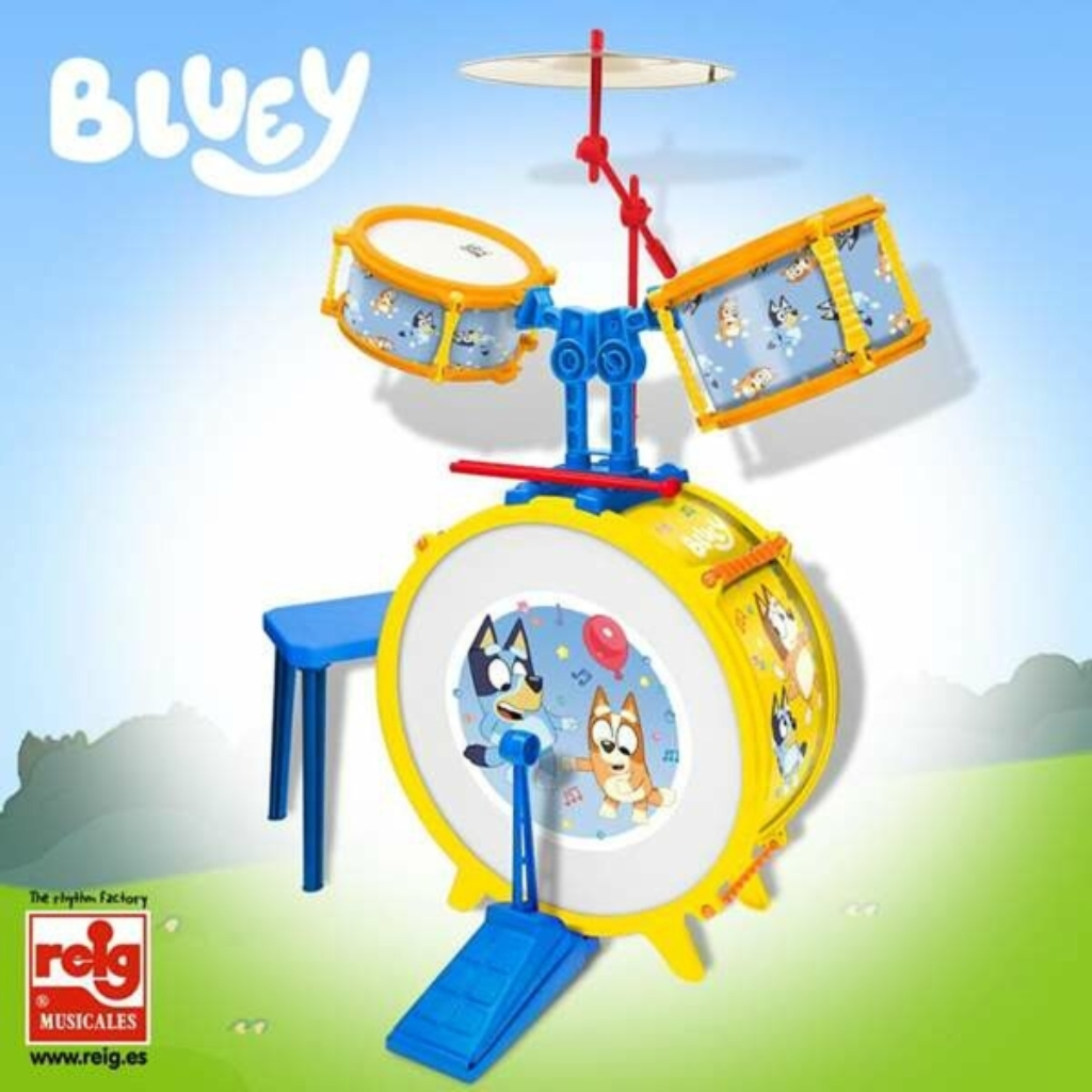 Batería Musical Bluey Infantil con Banqueta - ¡Diversión y Ritmo para Niños!