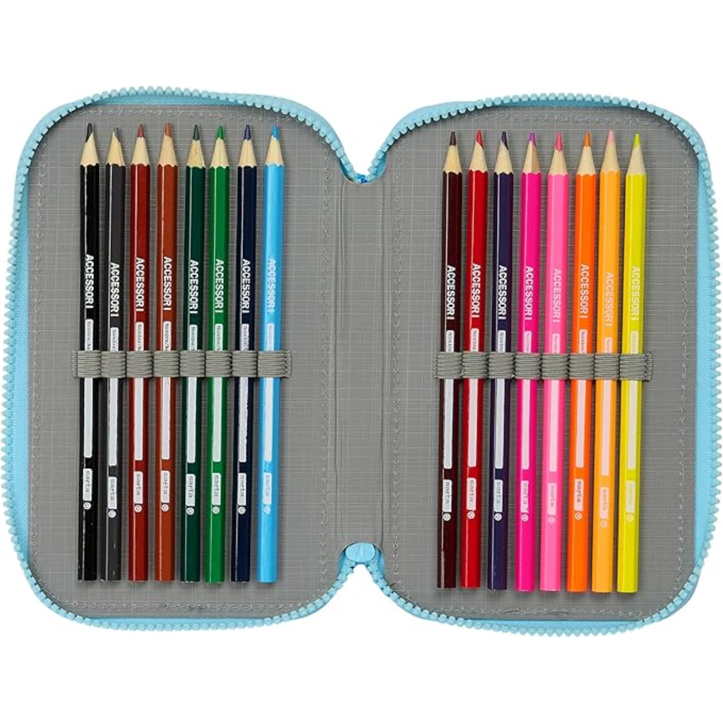 Plumier Bluey 36 Piezas Triple - Estuche Escolar Completo con Material de Dibujo y Escritura