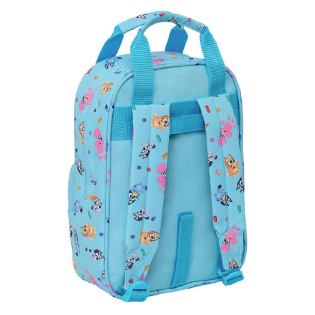 Mochila Infantil Bluey 28cm - Adaptable a Carrito - Escolar, Viaje, Guardería - Bolsillo Frontal, Hombreras Acolchadas, Asas – Azul