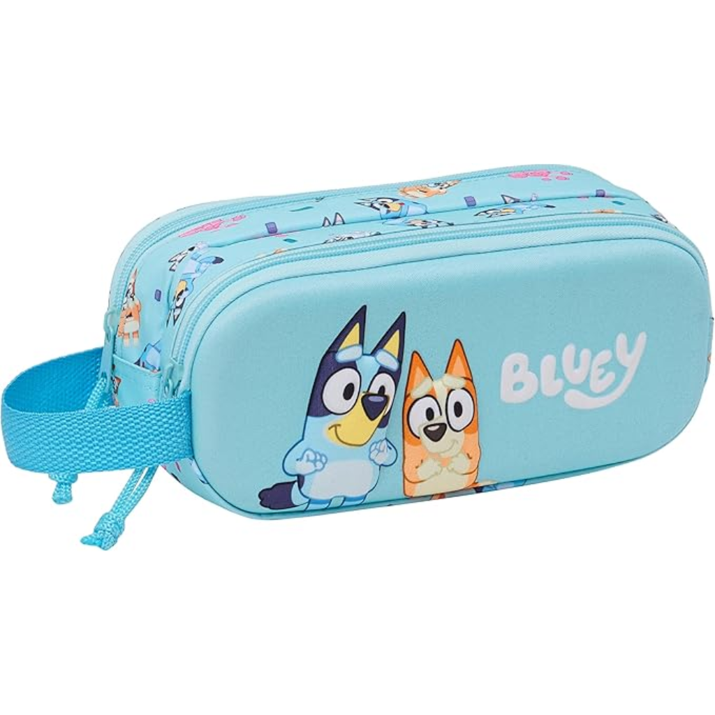 Portatodo 3D Bluey Doble: Estuche Escolar con 2 Compartimentos (21x6x8cm)