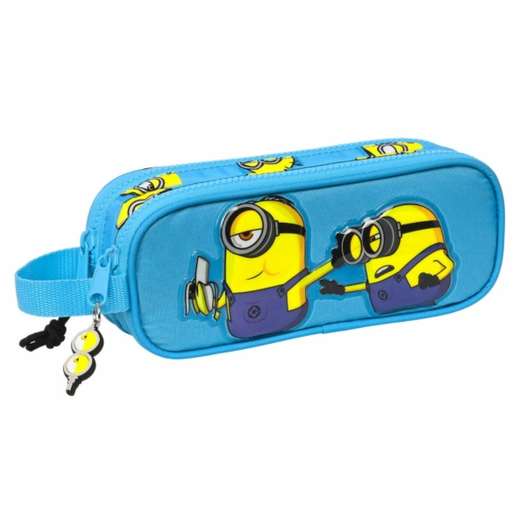 ¡Minions a la Organización! Estuche Azul de Doble Cremallera. Portatodo, material escolar.