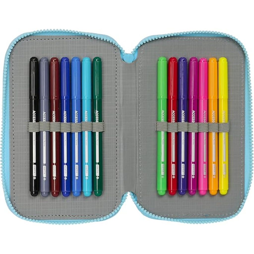 Plumier Bluey 36 Piezas Triple - Estuche Escolar Completo con Material de Dibujo y Escritura