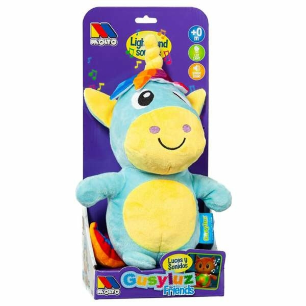 Peluche Musical Moltó Gusyluz: El Mejor Amigo para Dormir de tu Bebé. Nanas, Luces relajantes  y Suavidad para un Sueño Profundo (24 cm)