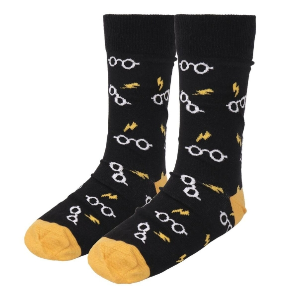 Calcetines Unisex Adulto Harry Potter – hombres y mujeres fans Harry Potter Talla 38-45. Diseño de gafas.