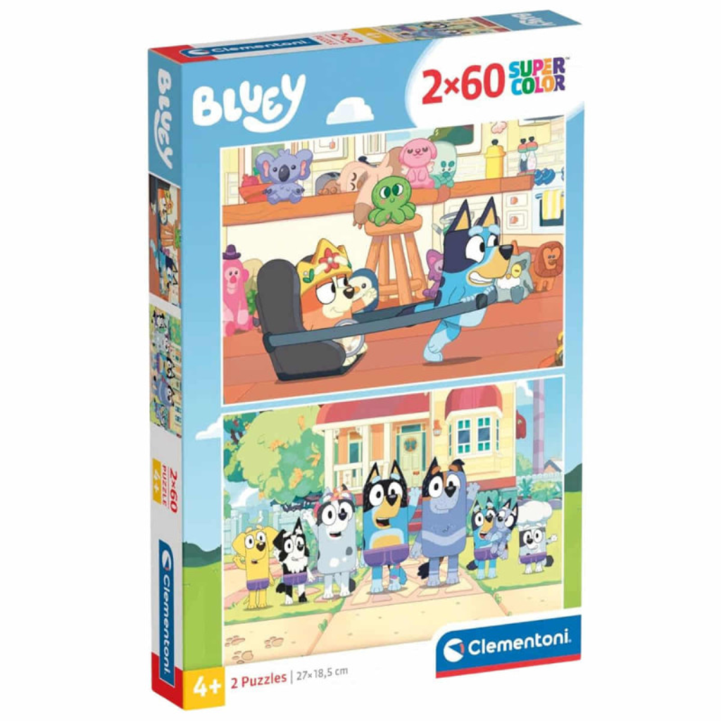 Puzzle Bluey 2x60 piezas - Clementoni - Tamaño 26,8x18,3cm - Ideal niños +4 años