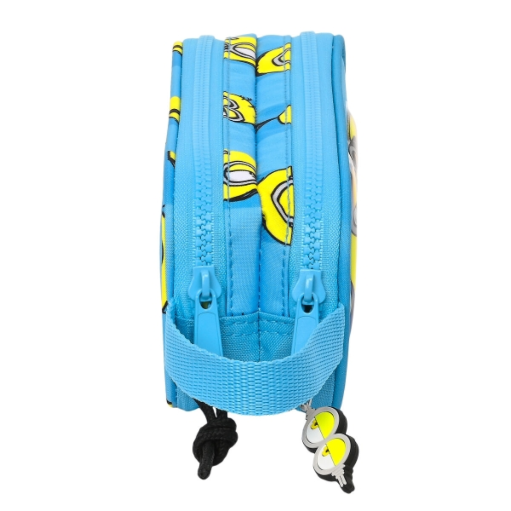 ¡Minions a la Organización! Estuche Azul de Doble Cremallera. Portatodo, material escolar.