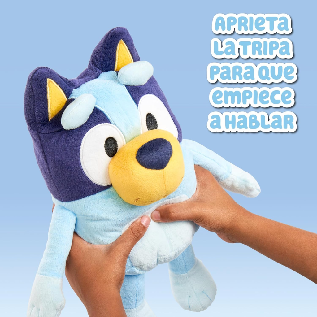 Peluche Interactivo parlante Bluey 25cm: ¡Presiona la Tripita y Escucha sus Divertidas Frases! (+3 Años)