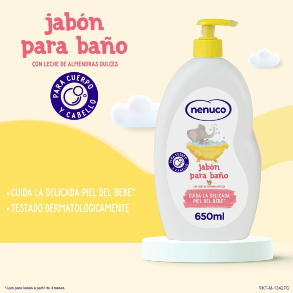 Jabón Infantil Nenuco BAÑO HIDRATANTE 650 ml - Cuidado Suave y Calmante para Todo Tipo de Piel