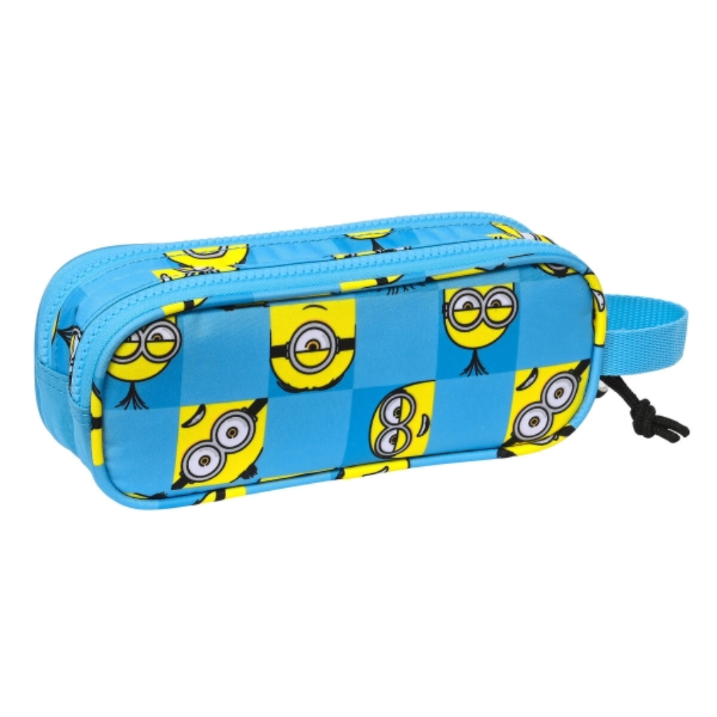 ¡Minions a la Organización! Estuche Azul de Doble Cremallera. Portatodo, material escolar.